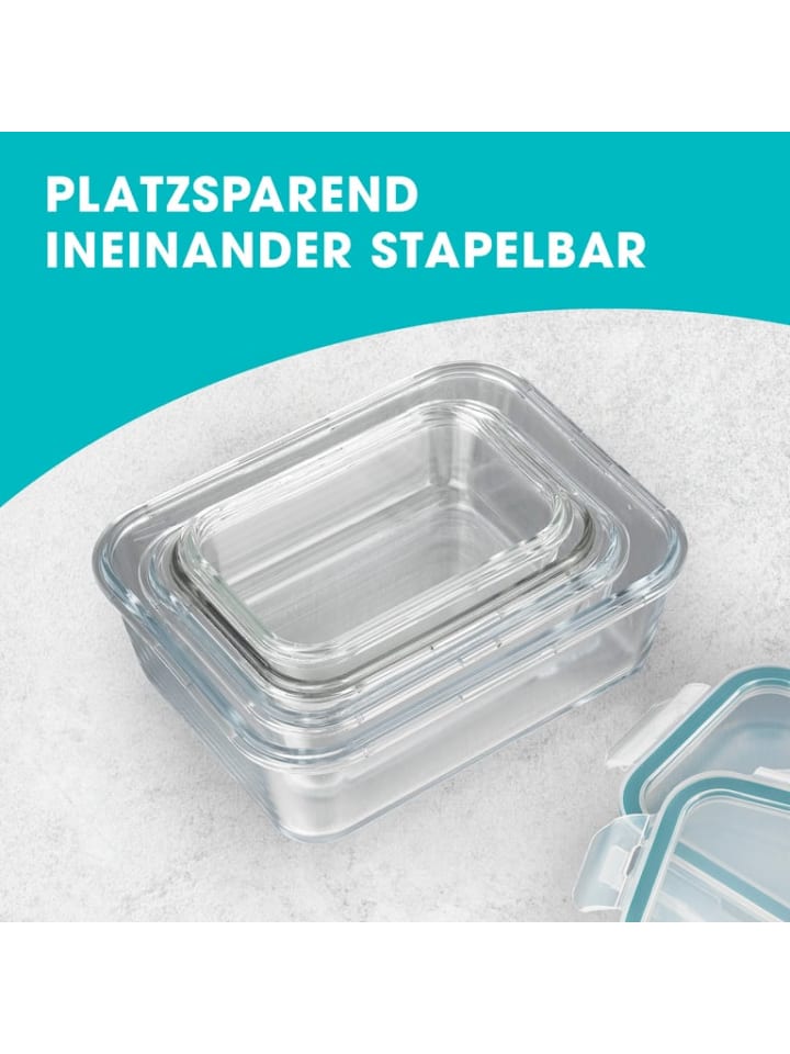 Gourmetmaxx GOURMETmaxx Glas-Frischhaltedosen Klick-it - 16-tlg. - transparent/smaragd günstig kaufen onesize