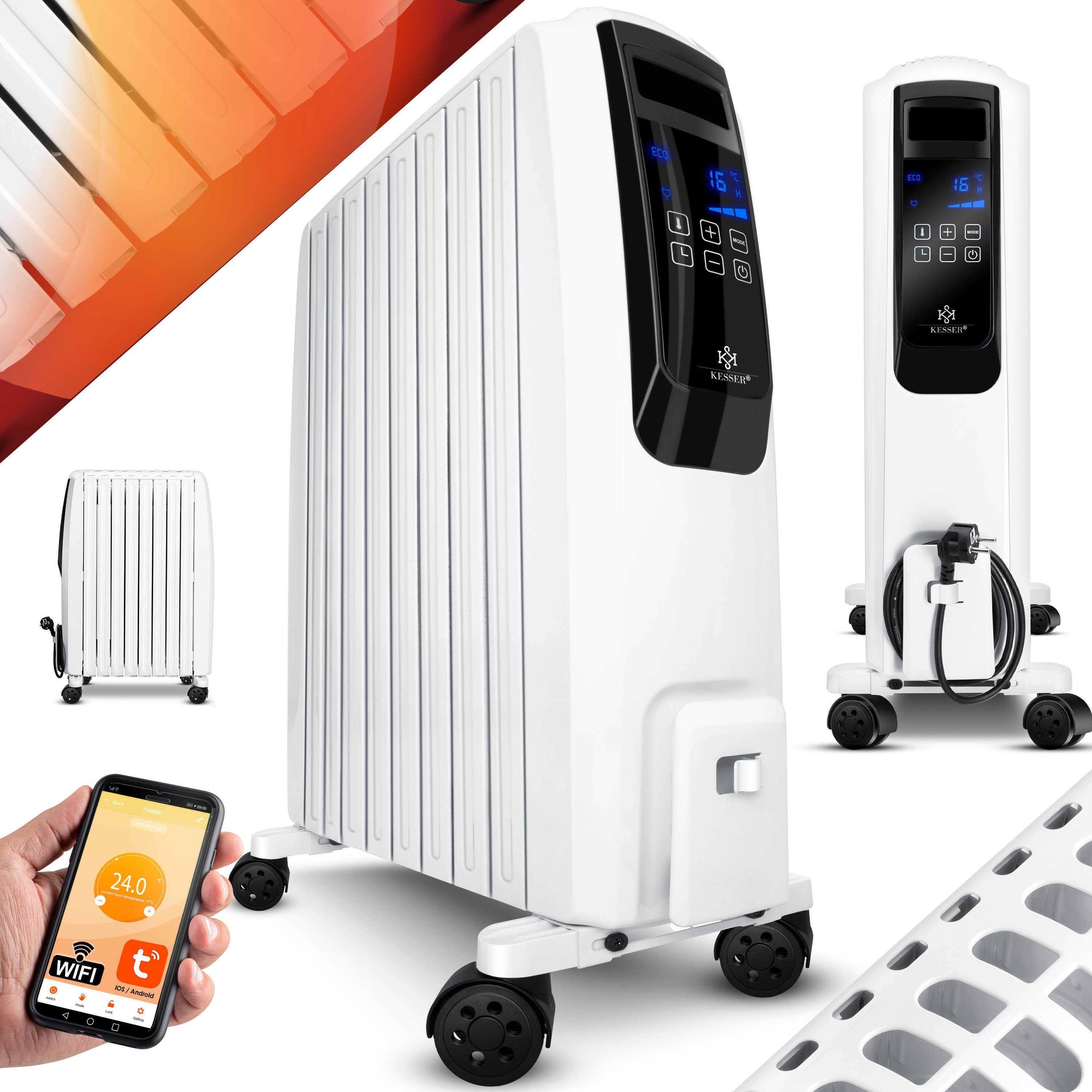 KESSER Ölradiator, 2000 W, Ölradiator mit WiFi App Fernbedienung digitalem Display