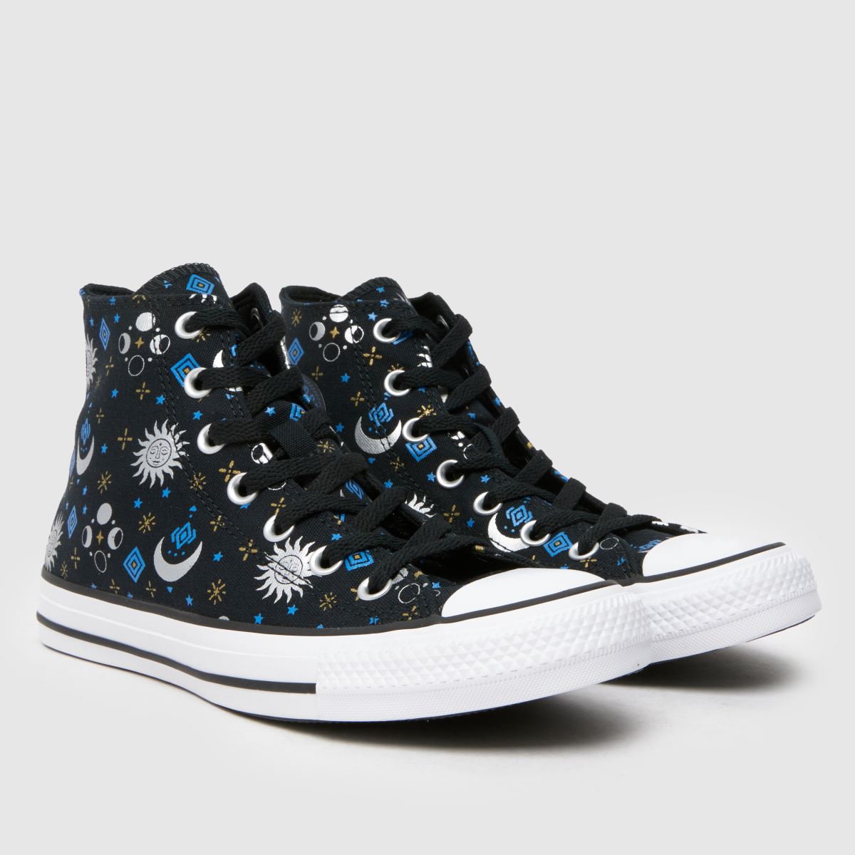 Converse – All Star – Svarta, flerfärgade höga sneakers