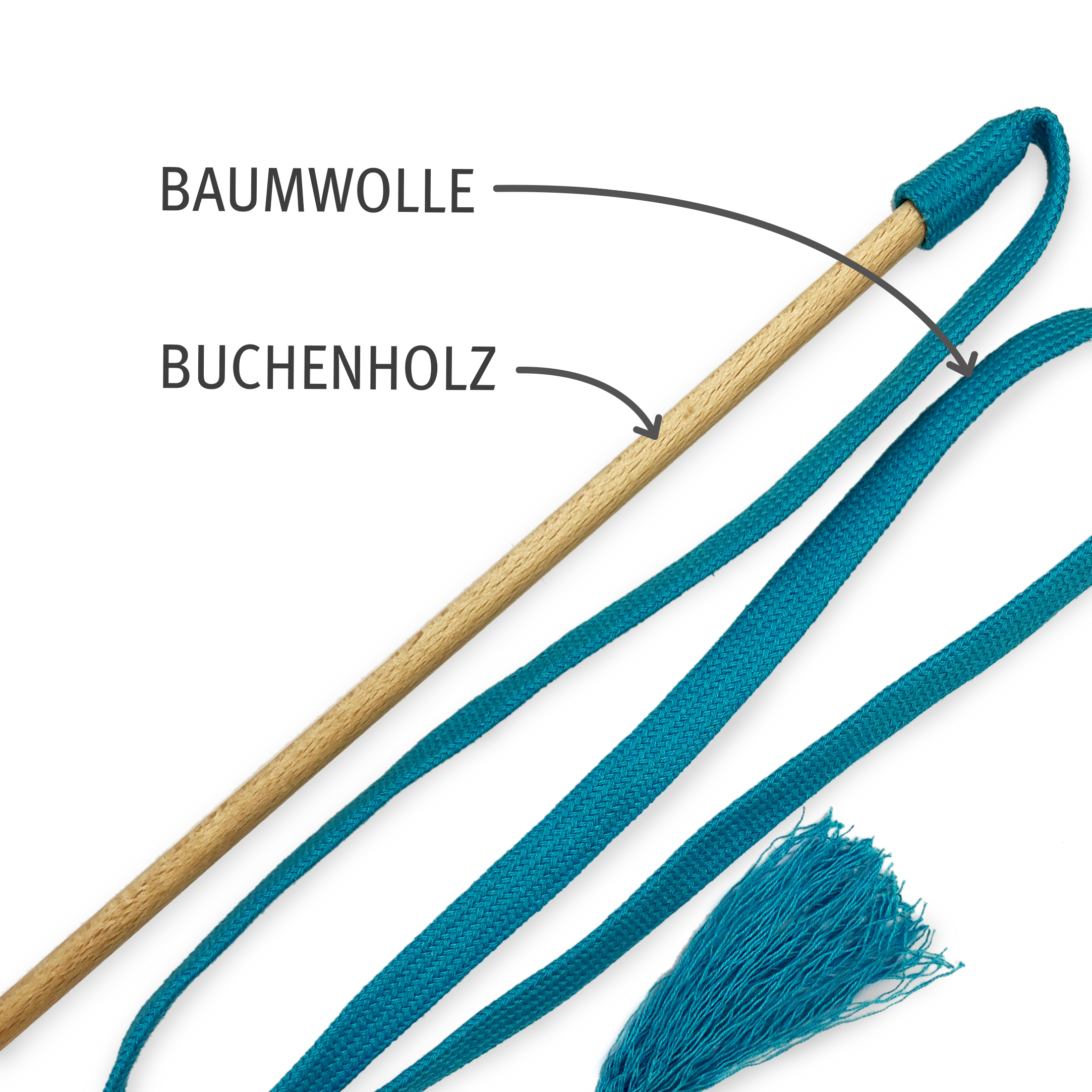Kater Kasimir Katzenangeln Kater Kasimir Premium Katzenspielzeug aus Buchenholz mit Baumwollband (türkis)
