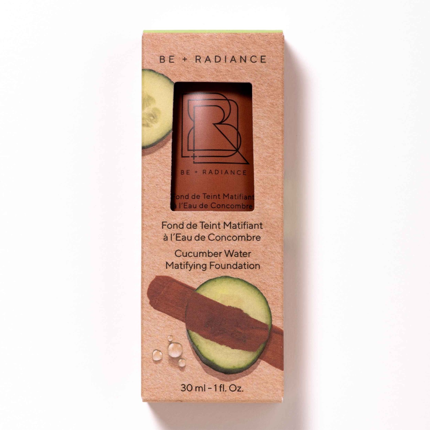 BE + Fond de teint matifiant Radiance à l'eau de concombre n° 08
