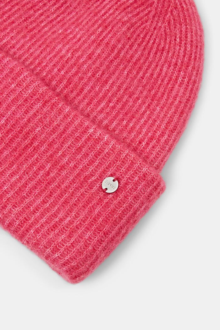 Gerippte Beanie aus Mohair-Wolle-Mix