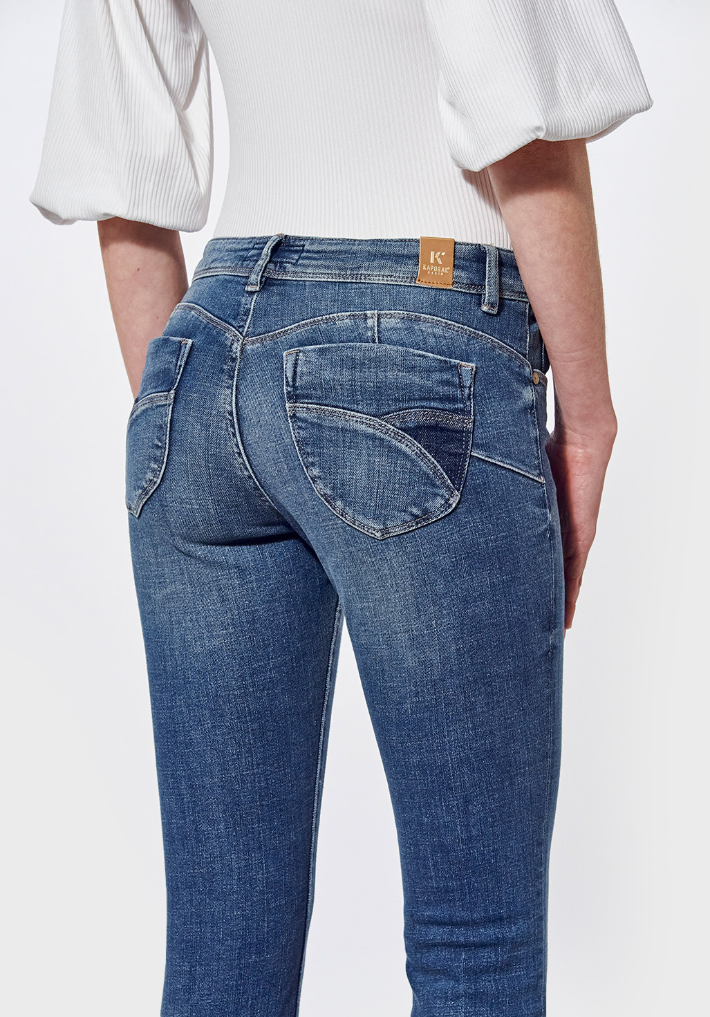 FLORR  Jean slim femme bleu délavé