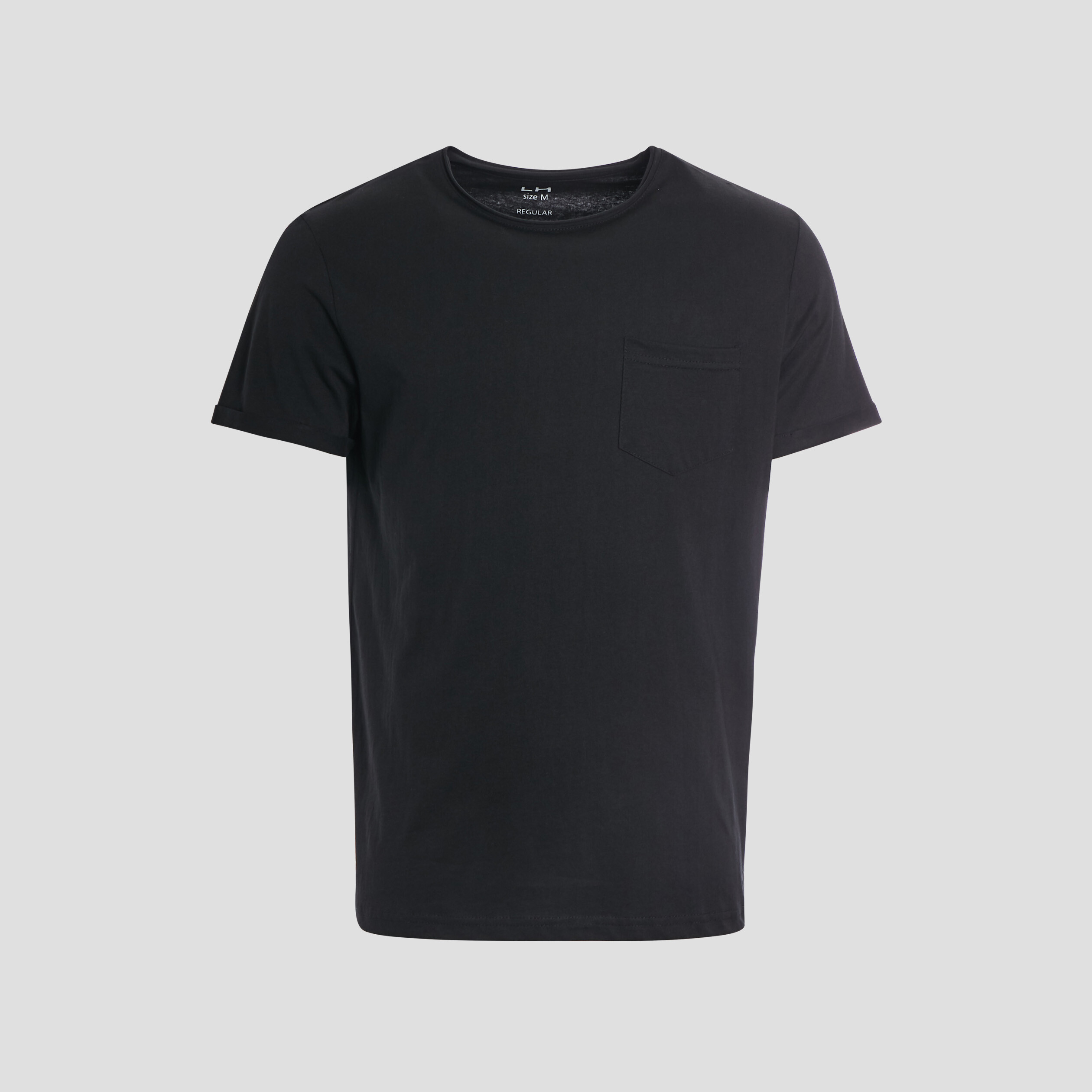 T-shirt col rond avec poche plaquée noir homme | La Halle