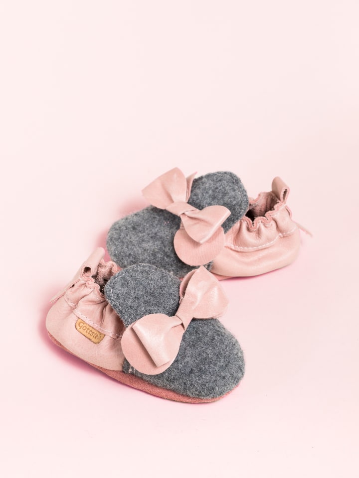 Gottstein Krabbelschuhe Bow in grau günstig kaufen