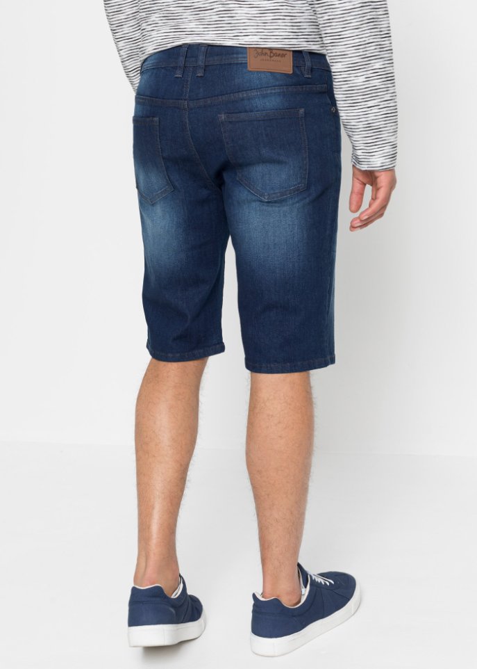 Stretch-Jeans-Bermuda mit verstärktem Schritt, Regular Fit
