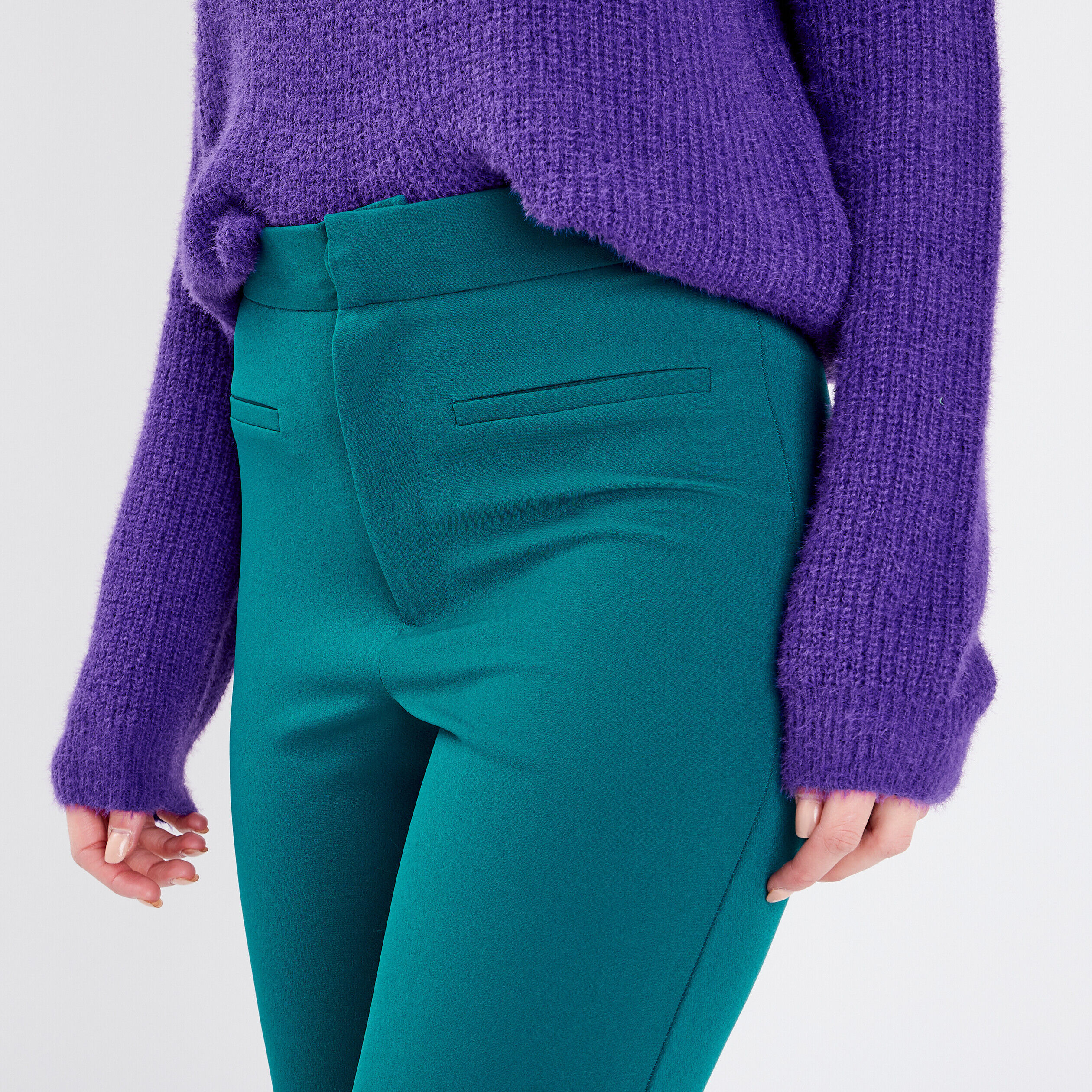 Pantalon flare 7/8ème vert émeraude femme | Cache Cache