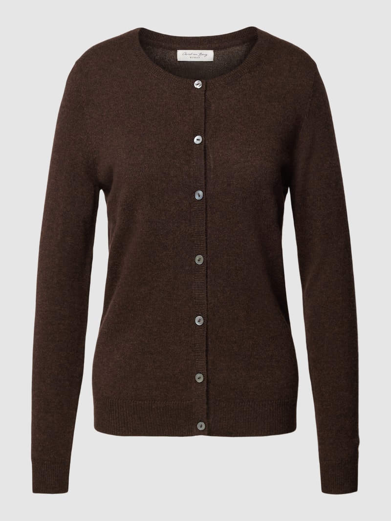 Strickjacke aus Kaschmir mit Knopfleiste in schokobraun meliert