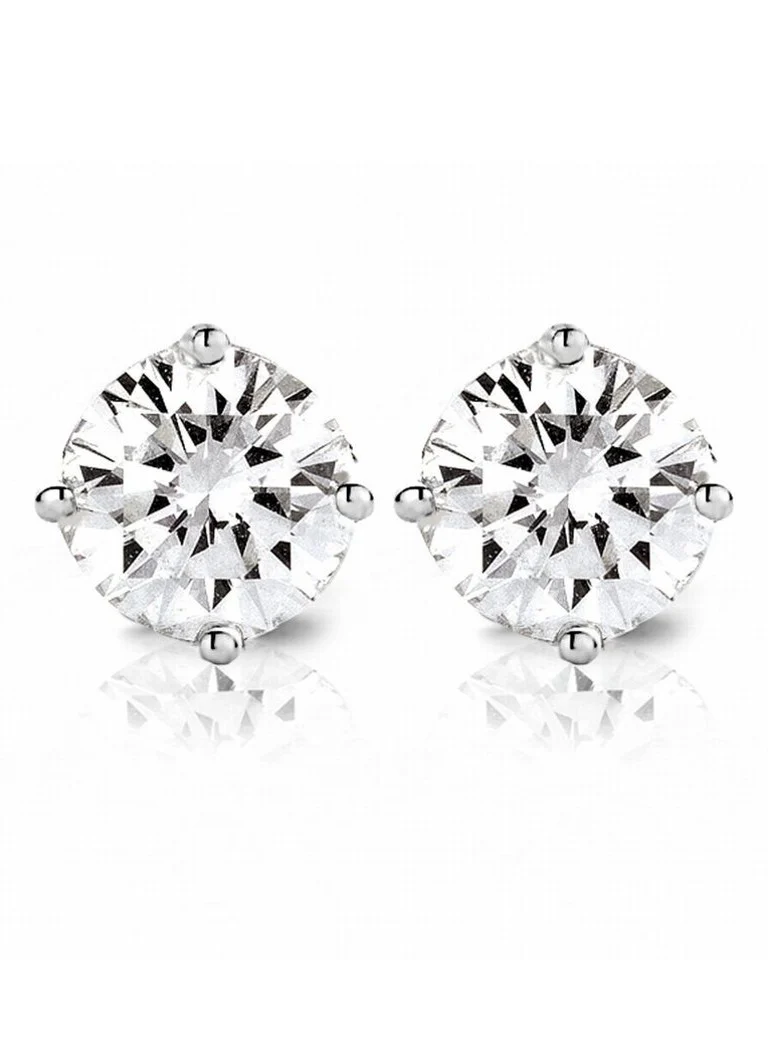 Diamond Point White gold solitaire lab-grown diamond stud earrings, 0.62 ct. 0.62 ct diamond Lab-grown diamond