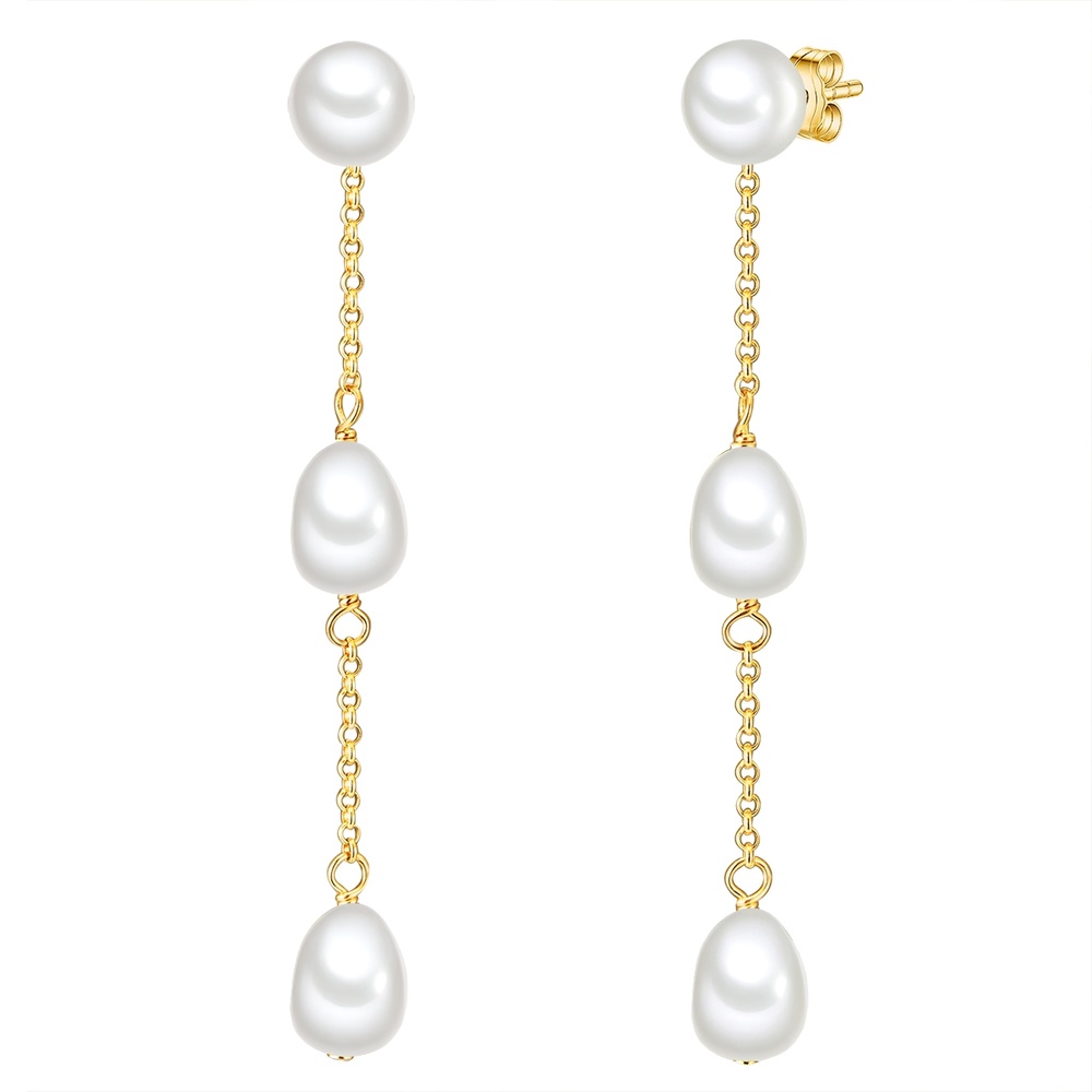 Valero Pearls Boucles d'oreille en perle Argent sterling Perle de culture d'eau douce en Or jau Boucles d'oreilles