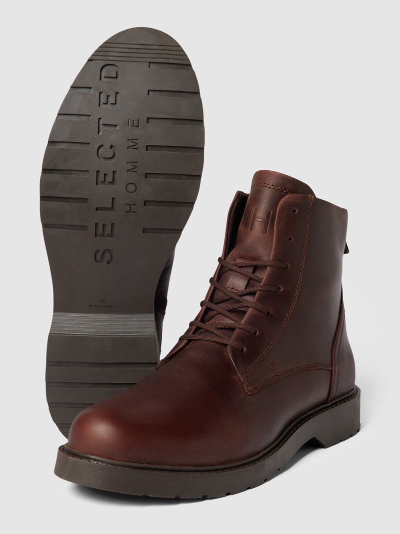 Boots aus Leder Modell 'SLHTHOMAS LEATHER BOOT' in hellbraun