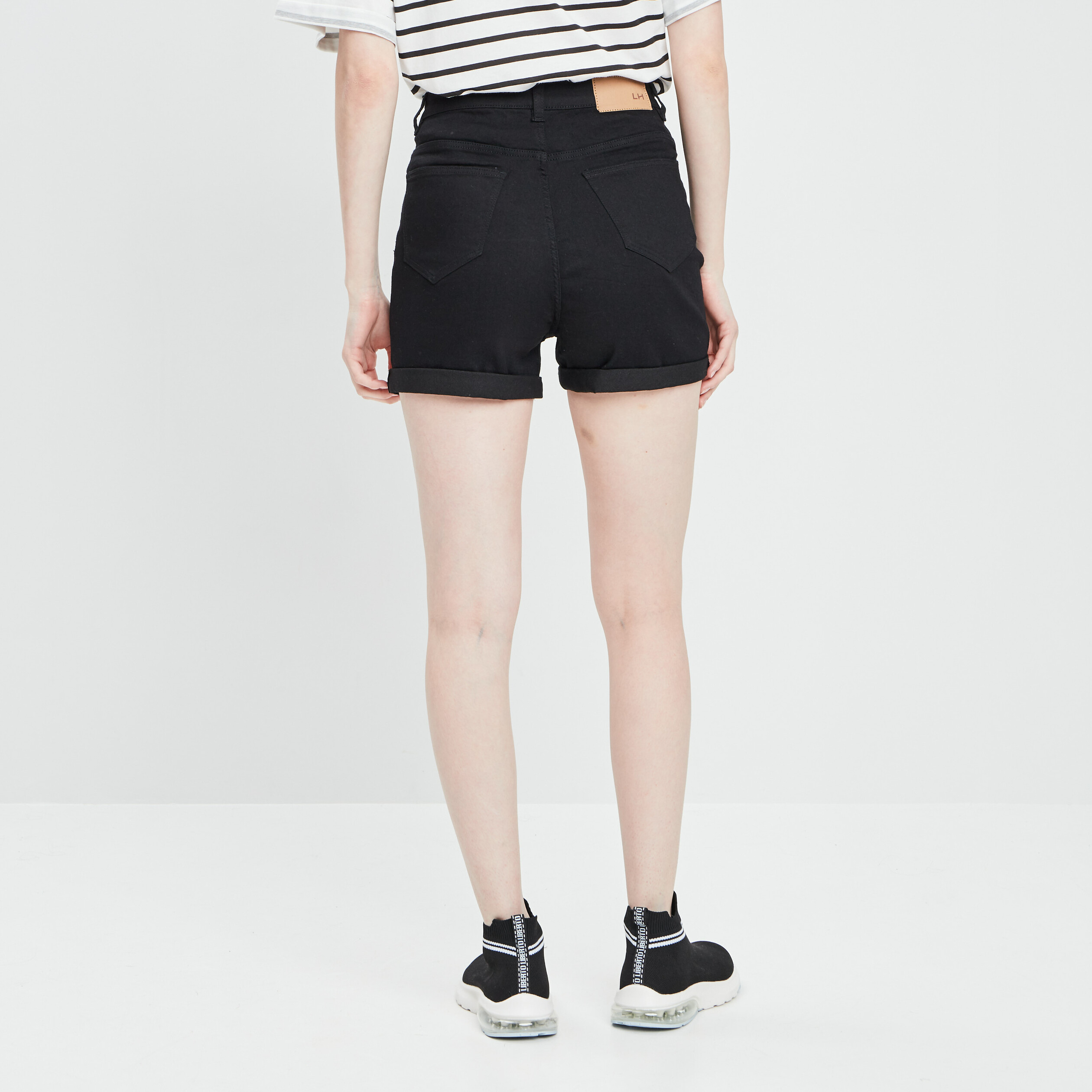 Short slim en jean taille haute denim noir femme | La Halle