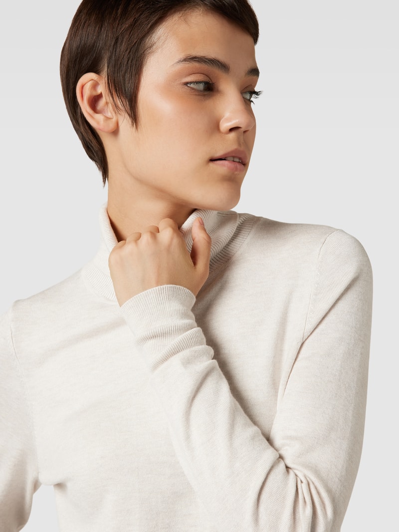 Longsleeve mit Rollkragen in ecru meliert