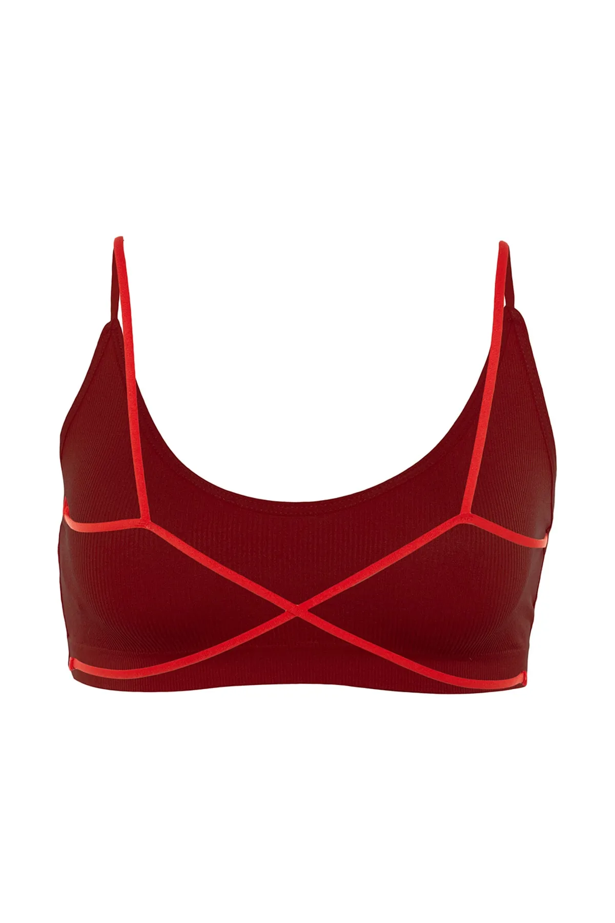 Trendyol Collection  Roter nahtloser/nahtloser Bralette-Strick-BH mit Seilriemen auf der Rückseite THMAW23SU00130
