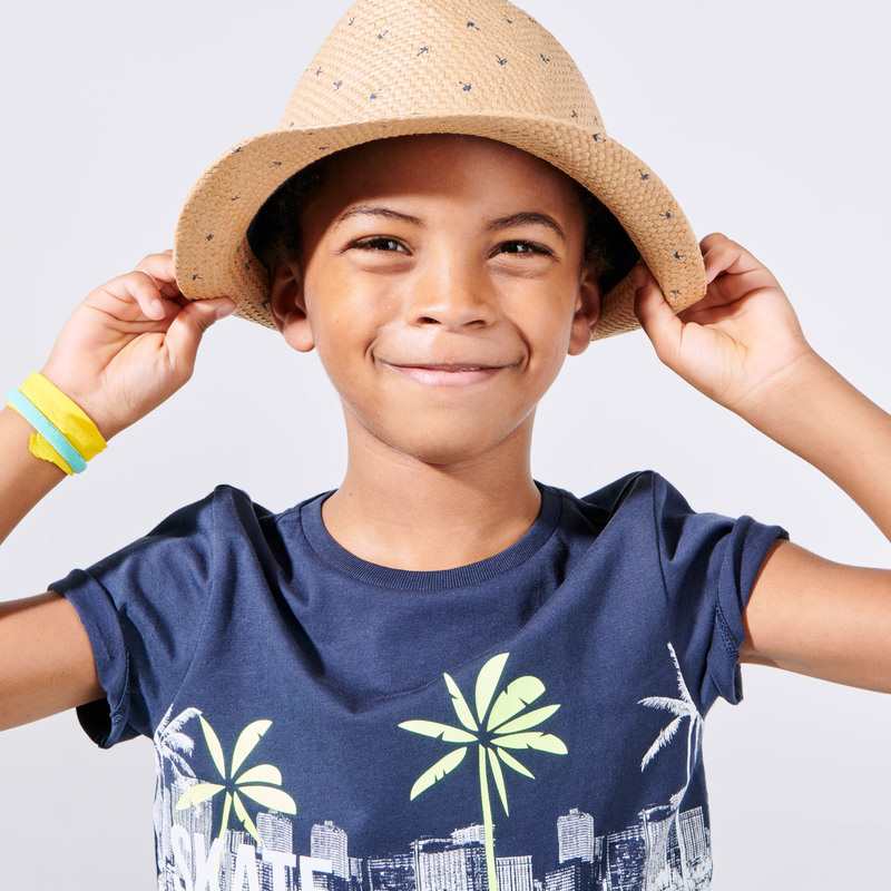 Chapeau de soleil tressé marron garçon