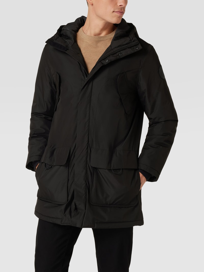 Mantel mit Label-Patch Modell 'HECTOR' in schwarz