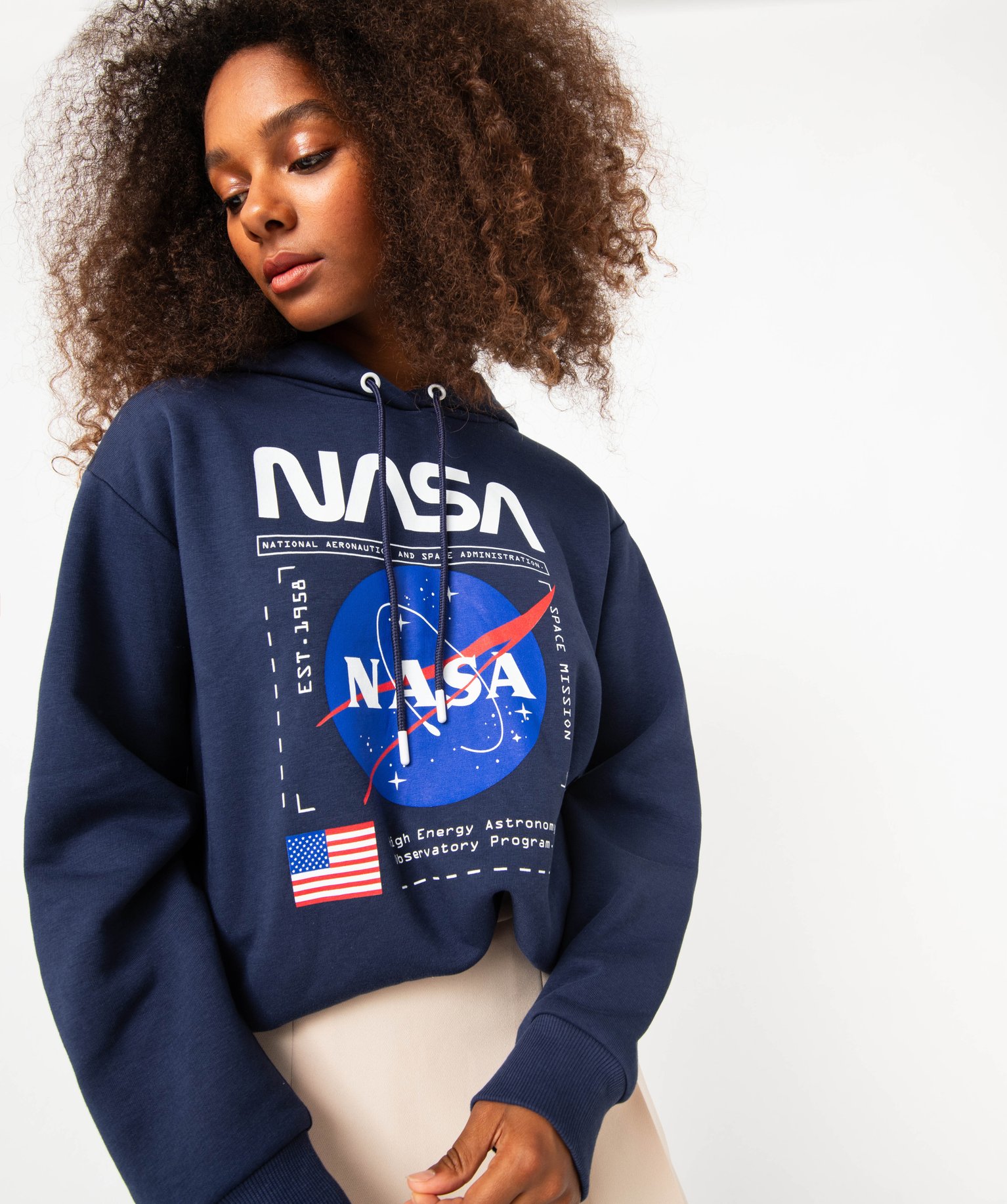 Sweat à capuche avec motif Nasa femme marine | GEMO