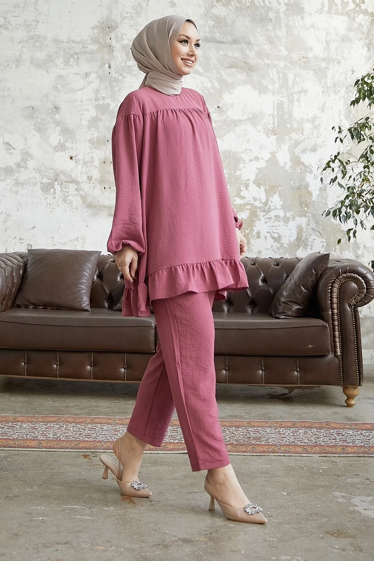 InStyle  Lively Rock-Rüschen-Doppelset – Dusty Rose
