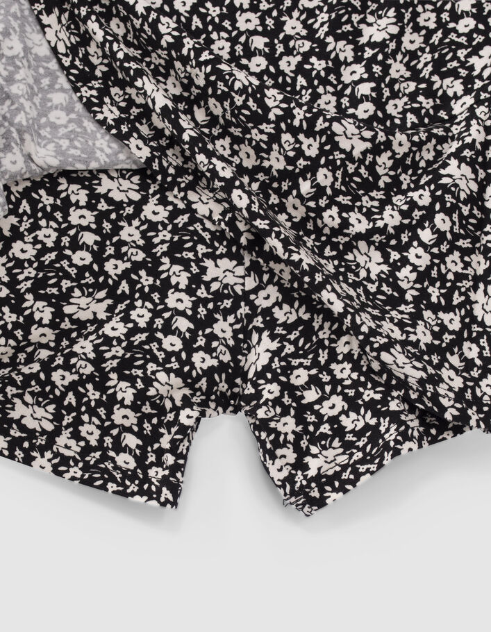 Jupe-short noire imprimé floral fille