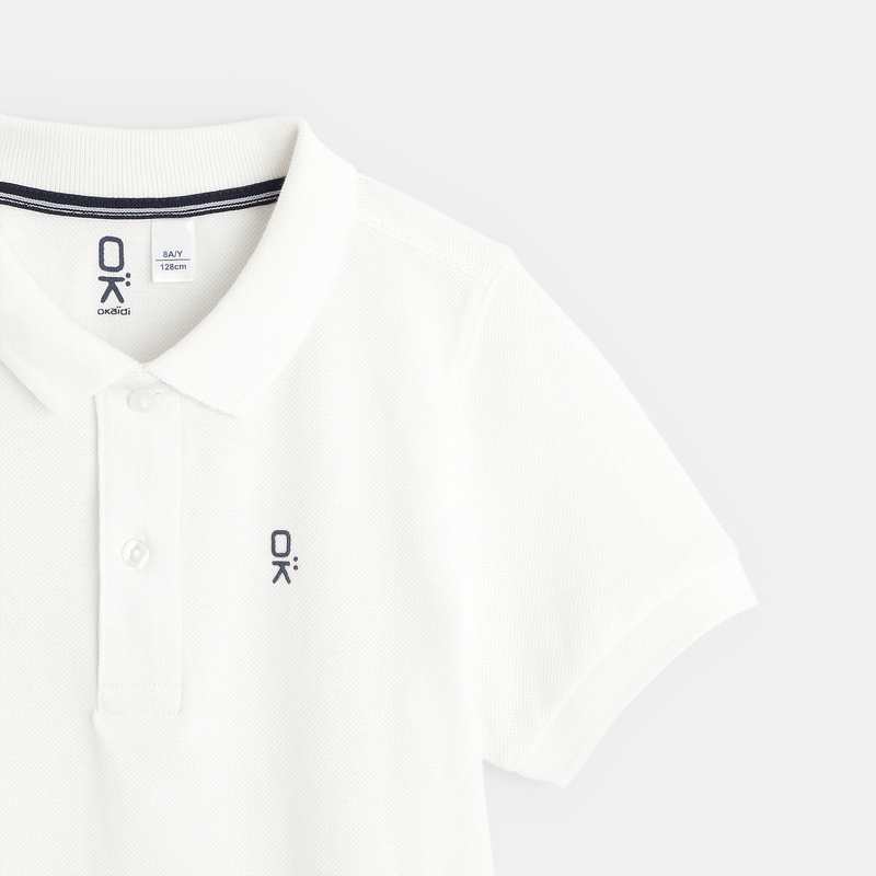 Polo en coton piqué blanc garçon
