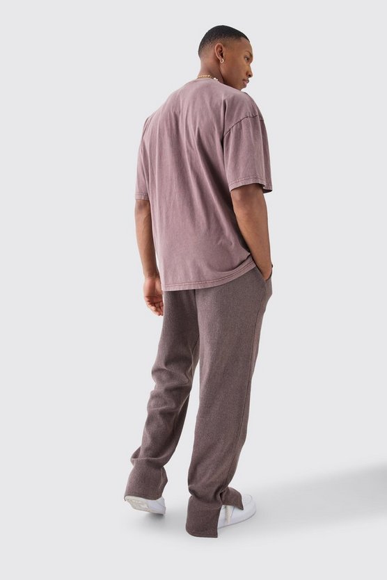 Lockere gerippte Ottoman Jogginghose mit geteiltem Saum