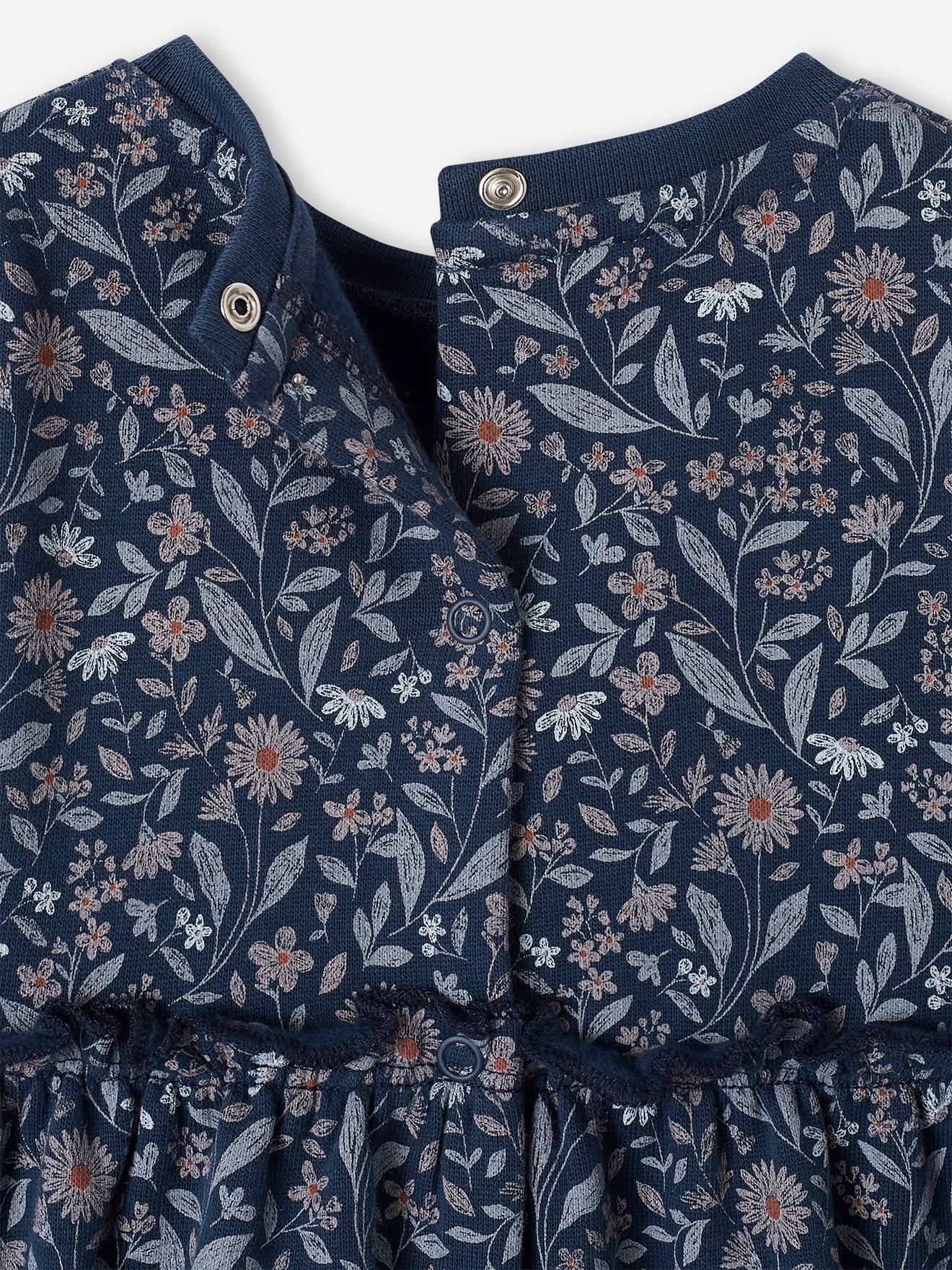 Robe bébé en molleton bleu nuit