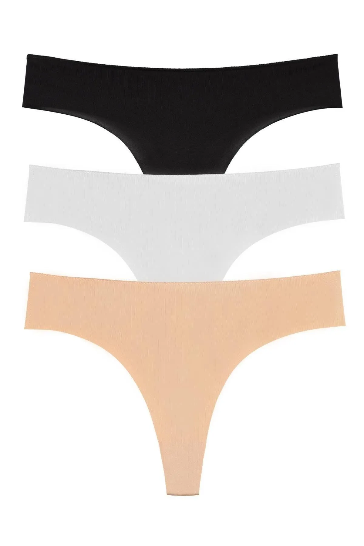 Sensu  Damen-Tanga-Höschen aus Baumwolle mit Laserschnitt, 3-teiliges Set – KTT3085PMK-3