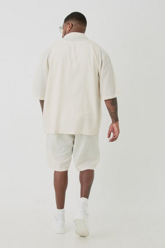 Plus Ecru Leinen-Hemd & Shorts