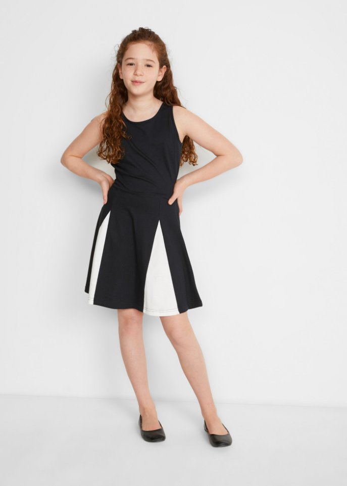 Mädchen Jerseykleid mit Einsätzen aus Bio-Baumwolle