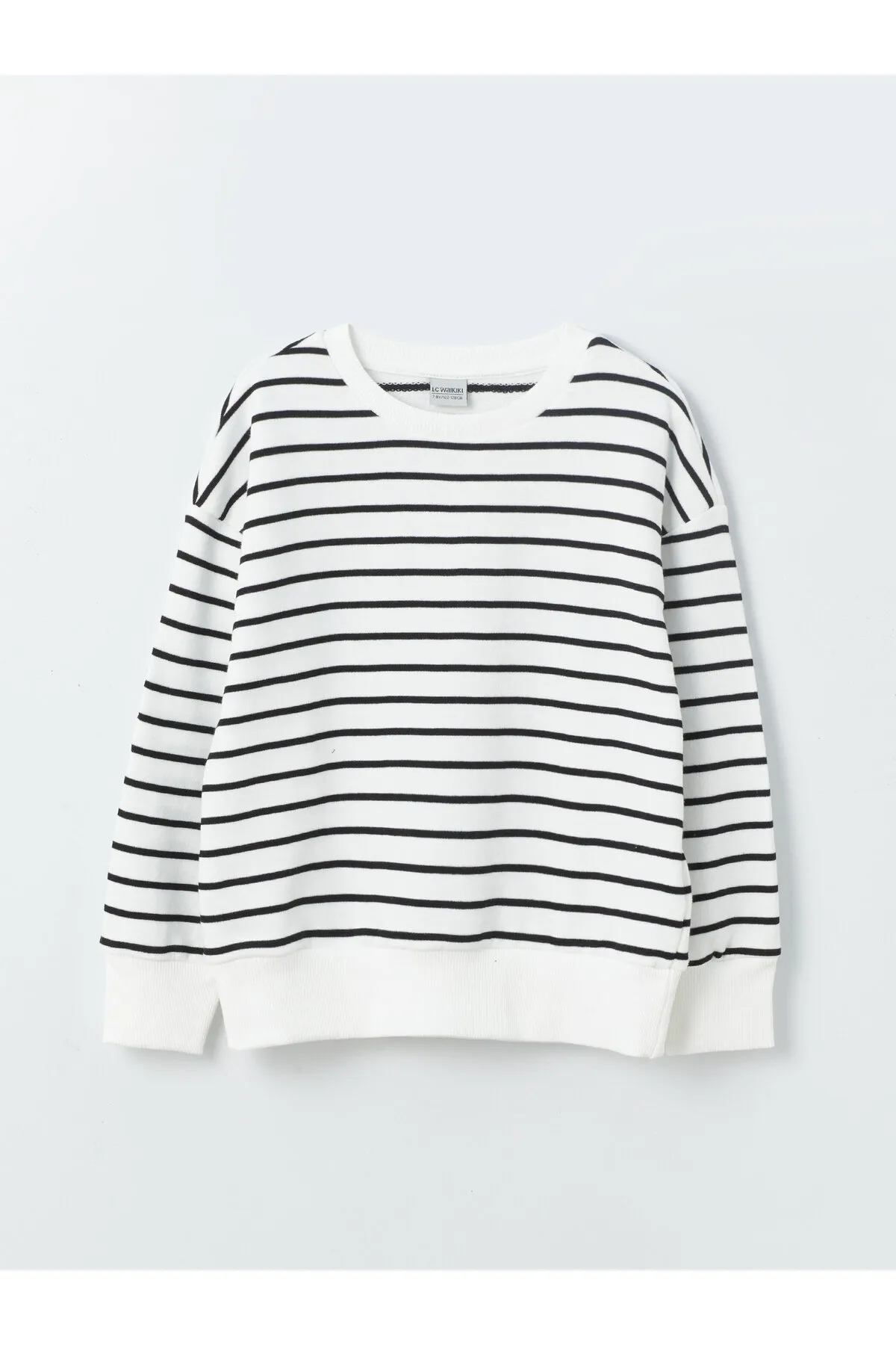 LC Waikiki  Gestreiftes Langarm-Sweatshirt für Mädchen mit Rundhalsausschnitt