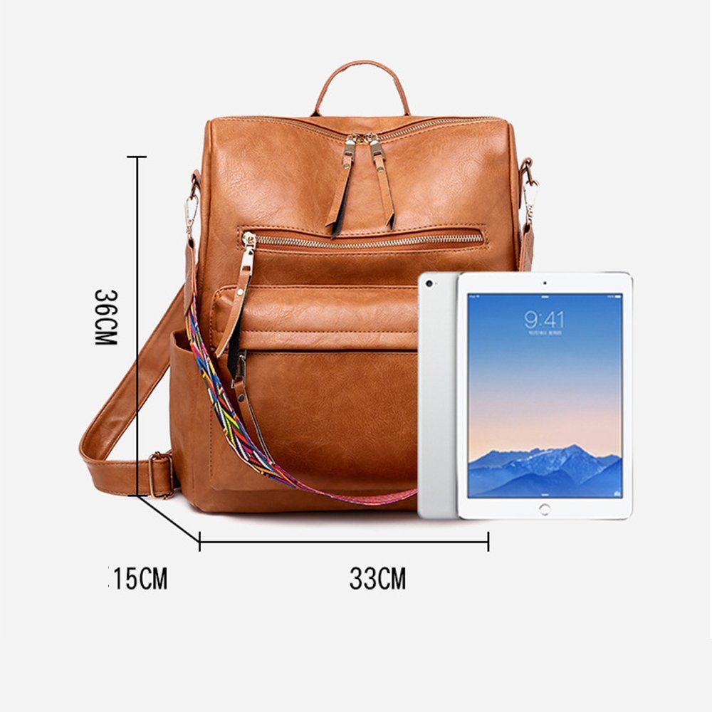 REDOM Rucksack Laptoprucksack Schulrucksack Lederrucksack Reiserucksack Leder (33x36x15 cm, Vintage, Schultertasche, Notebook Laptop Tasche, Uni Rucksack), für Herren Damen Jungen Teenager Freizeit Arbeit Business Reisen