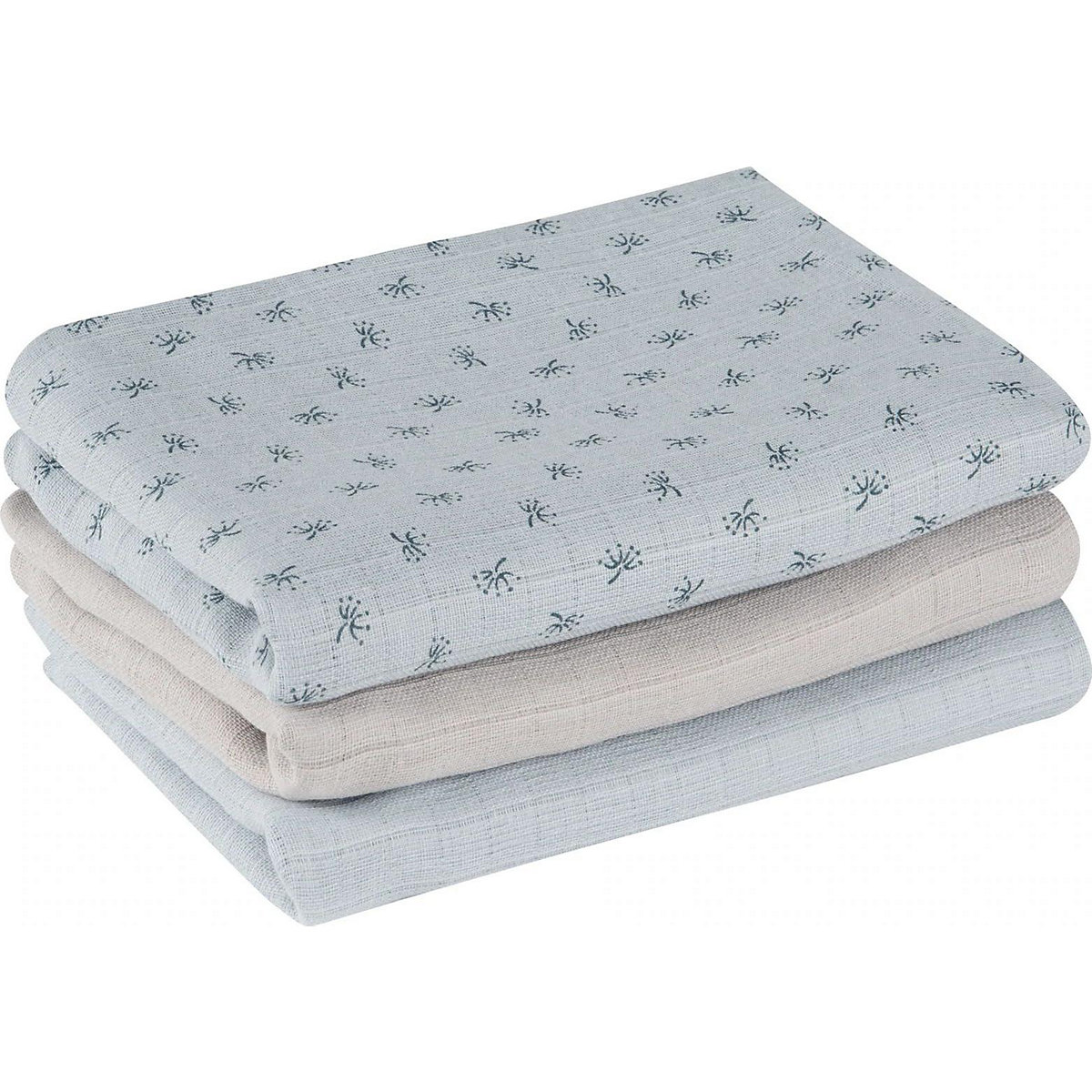 3er Set Windeln Lil Planet hellblau, 80x80 cm