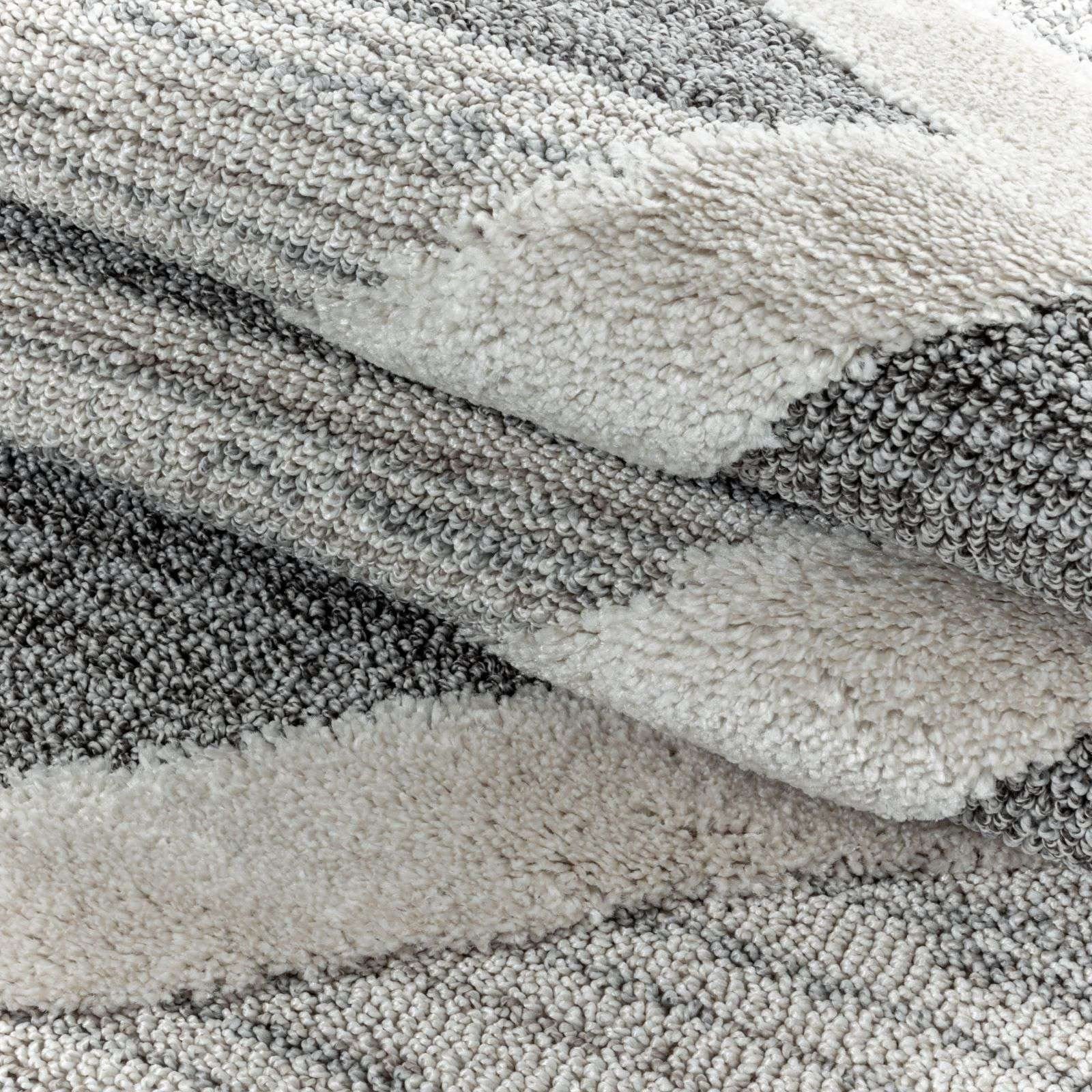 Designteppich Designerteppich Tokio hoch-tief Struktur Rauten weiß-grau, TaraCarpet, rechteckig, Höhe: 20 mm, moderner scandi boho Rauten weiß Wohnzimmer Schlafzimmer Flur 080x150