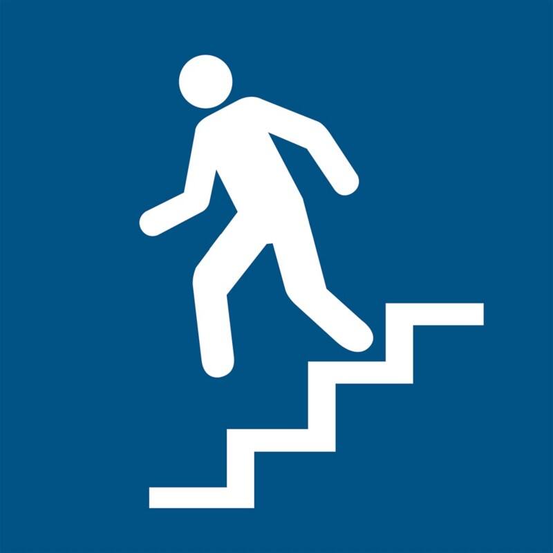 Djois Warnschild Treppe hinunter Klebstoff, einschraubbar PP (Polypropylen) 20 (B) x 0,14 (H) cm