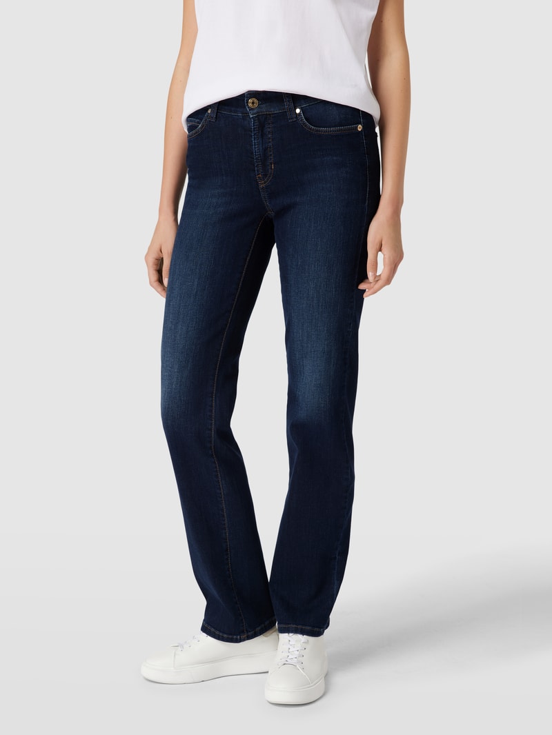 Jeans mit Label-Patch Modell 'Paris' in dunkelblau