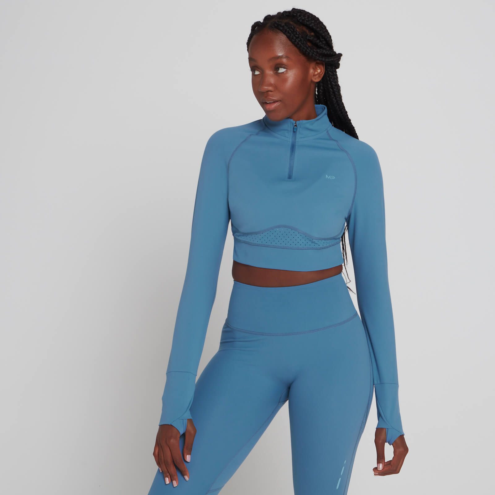 Haut court à fermeture éclair ¼ MP Power Ultra pour femmes – Bleu lunaire