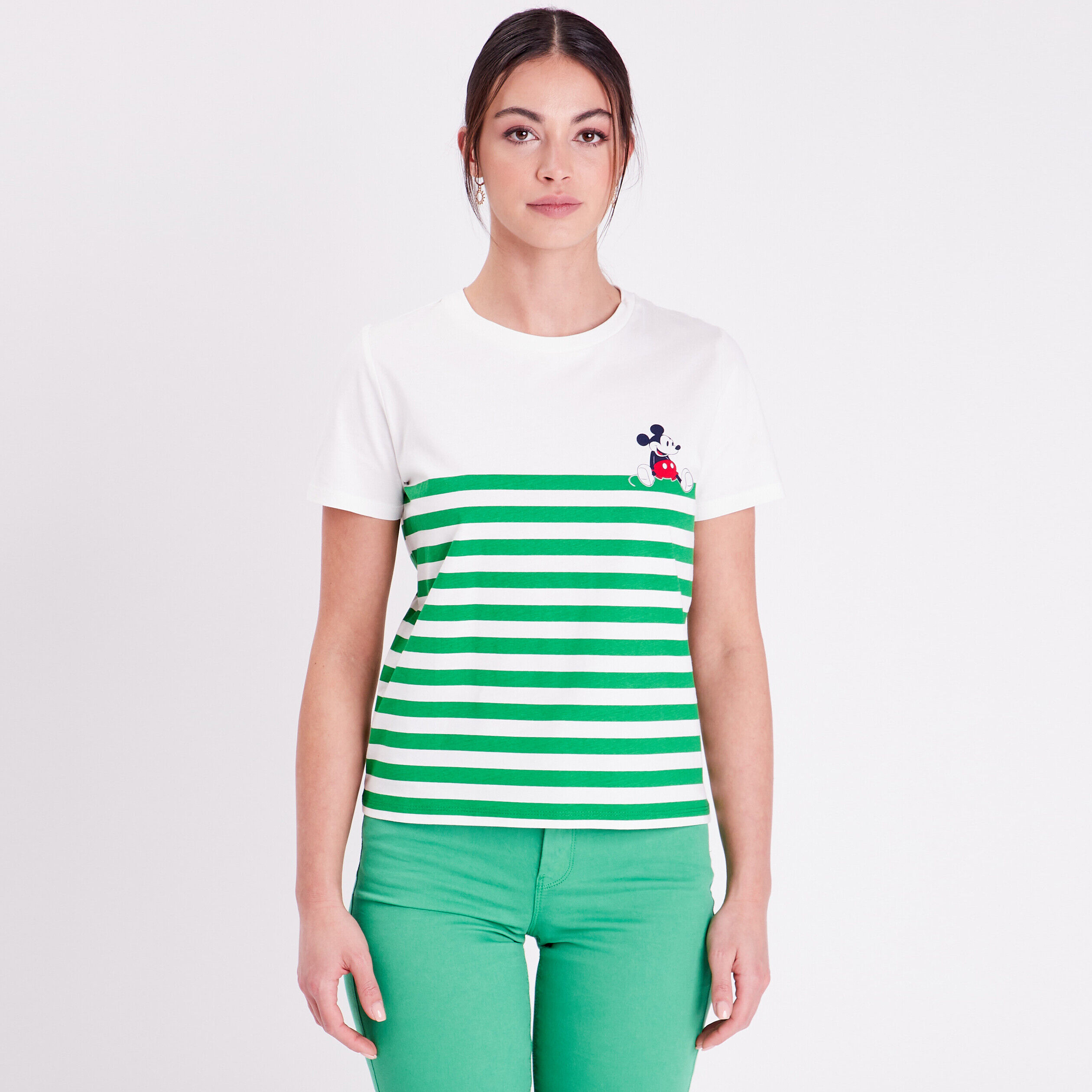 T-shirt manches courtes Mickey blanc femme | Cache Cache