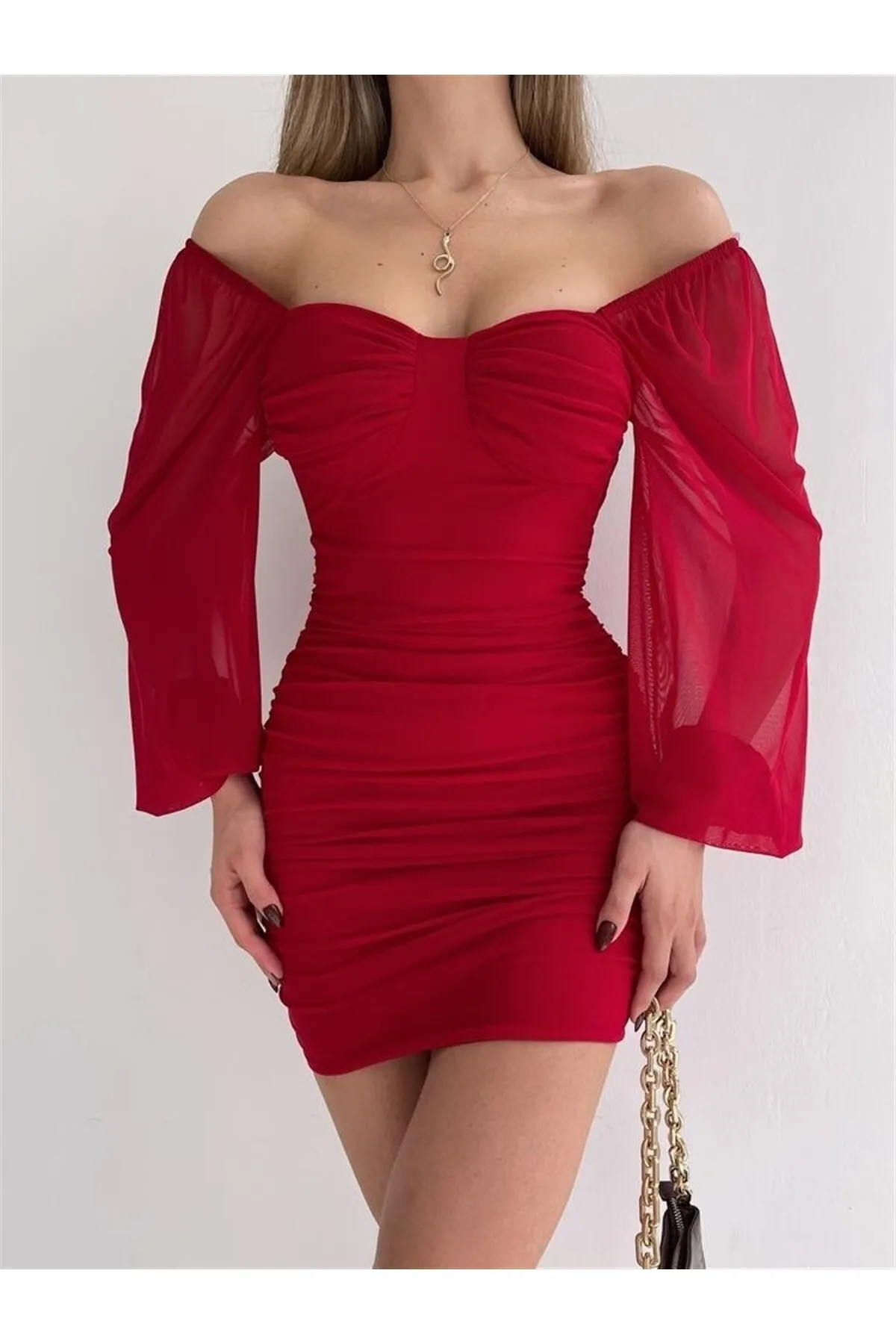 ZF BUTİK  Kleid - Rot - A-Linie