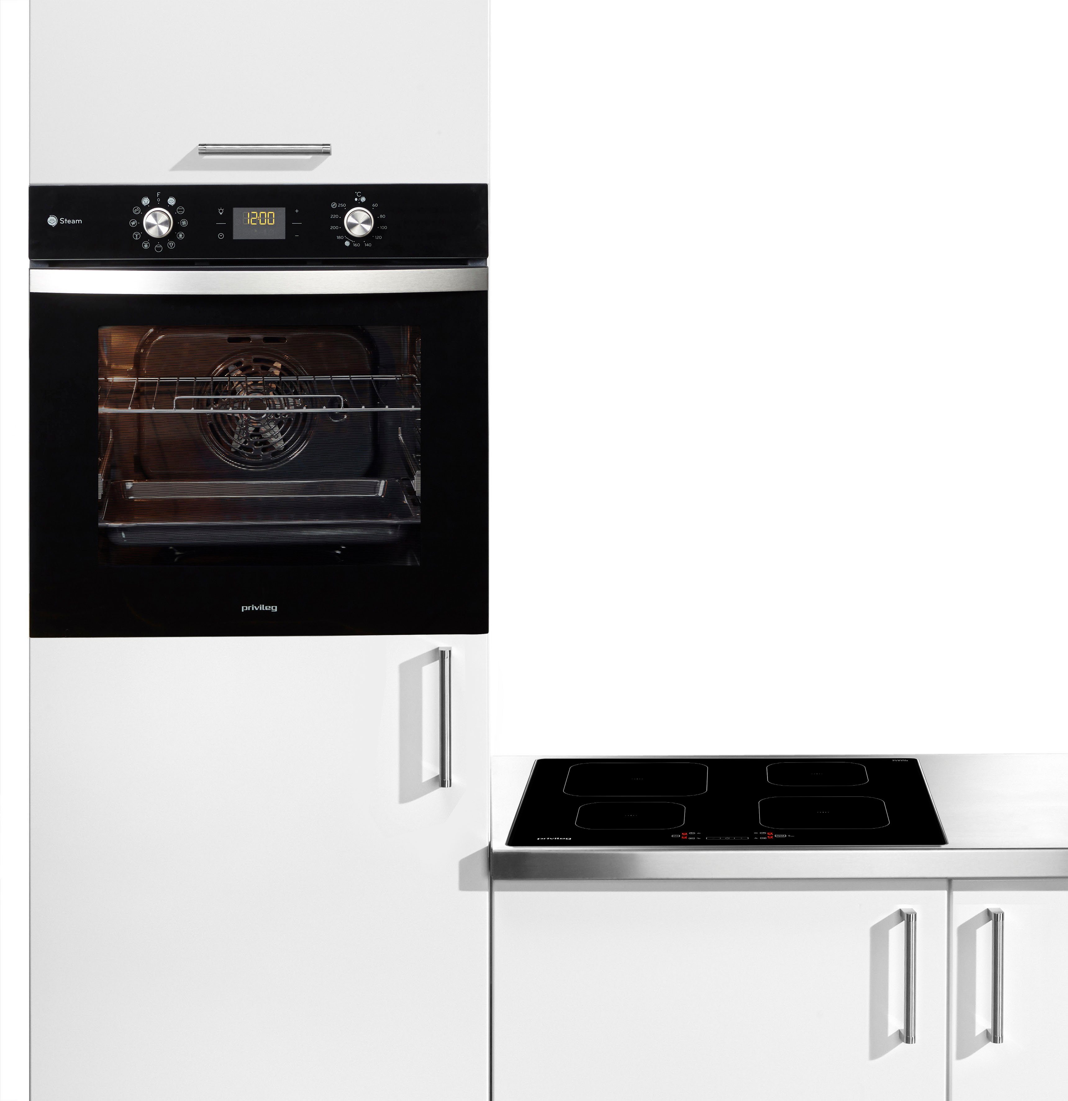 Privileg Backofen-Set BAKO Turn&Go Steam 600, mit Backauszug, Hydrolyse, mit Dampffunktion und Induktion