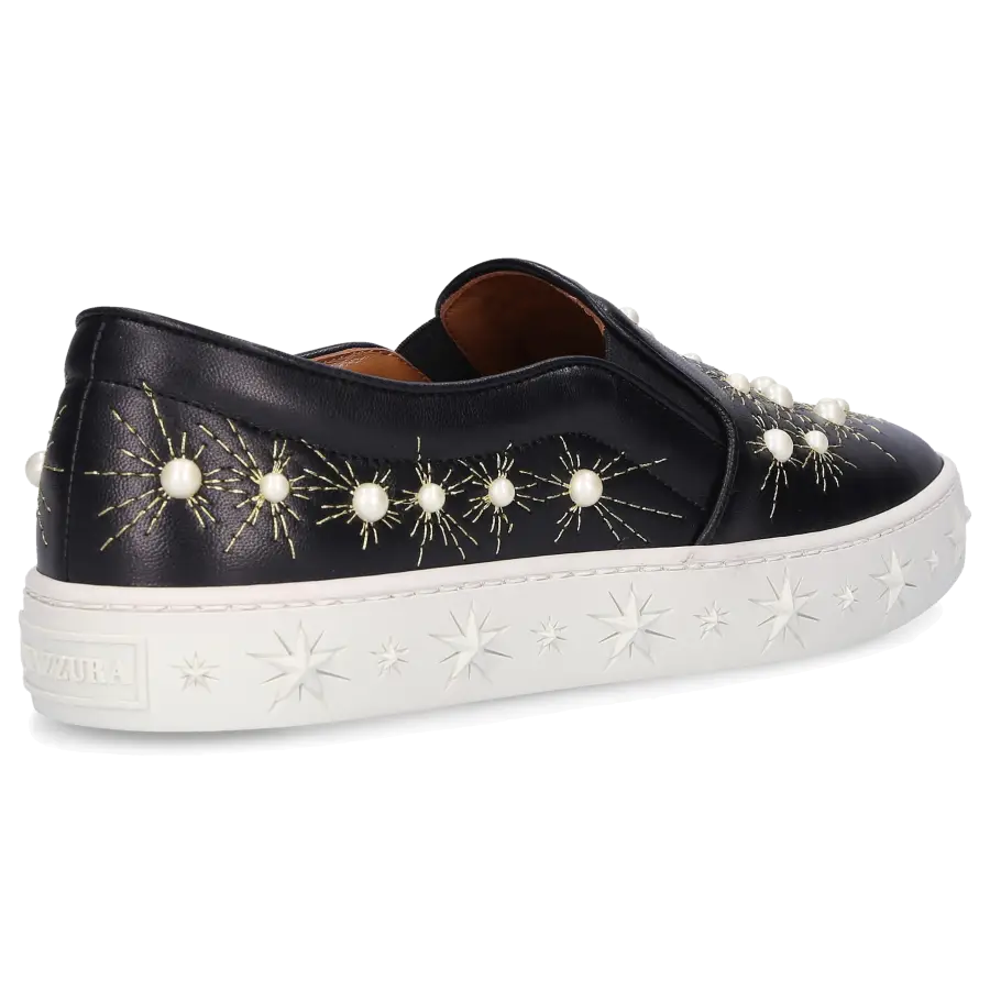 Aquazzura - Slip Ons COSMIC PEARLS Kalbsleder - schwarz