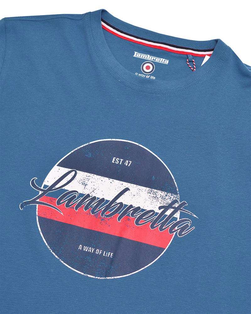 Lambretta Vintage Print Herren T-Shirt SS1010-DK BLUE