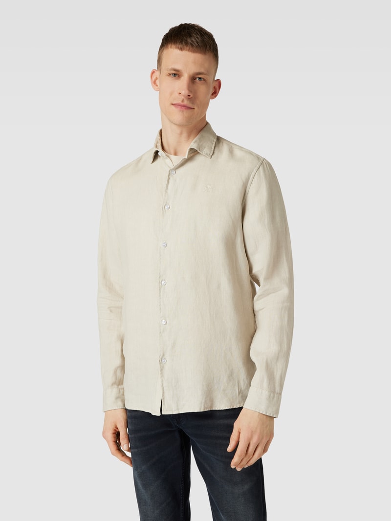 Freizeithemd mit Label-Stitching in sand