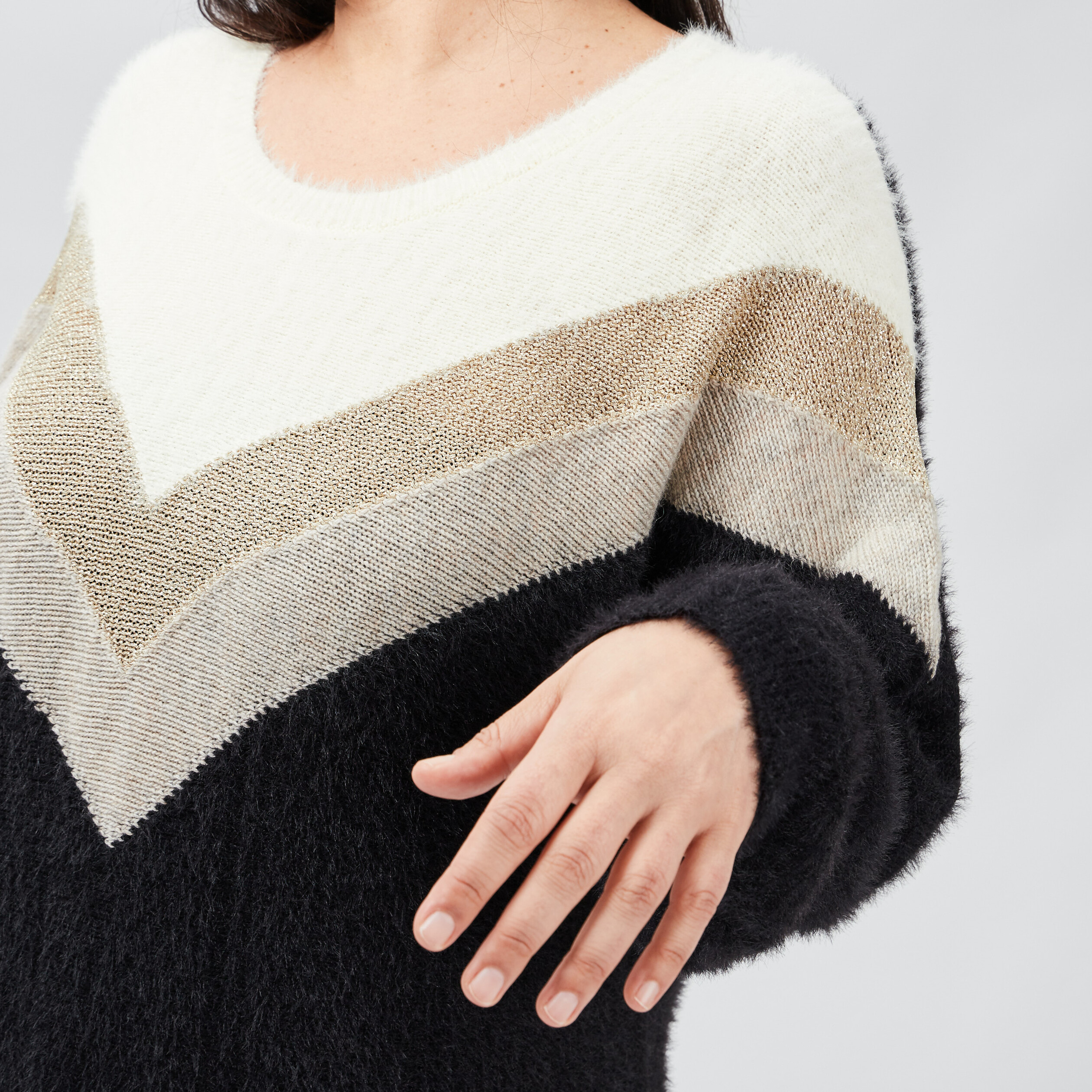 Pull manches longues noir femme grande taille | La Halle
