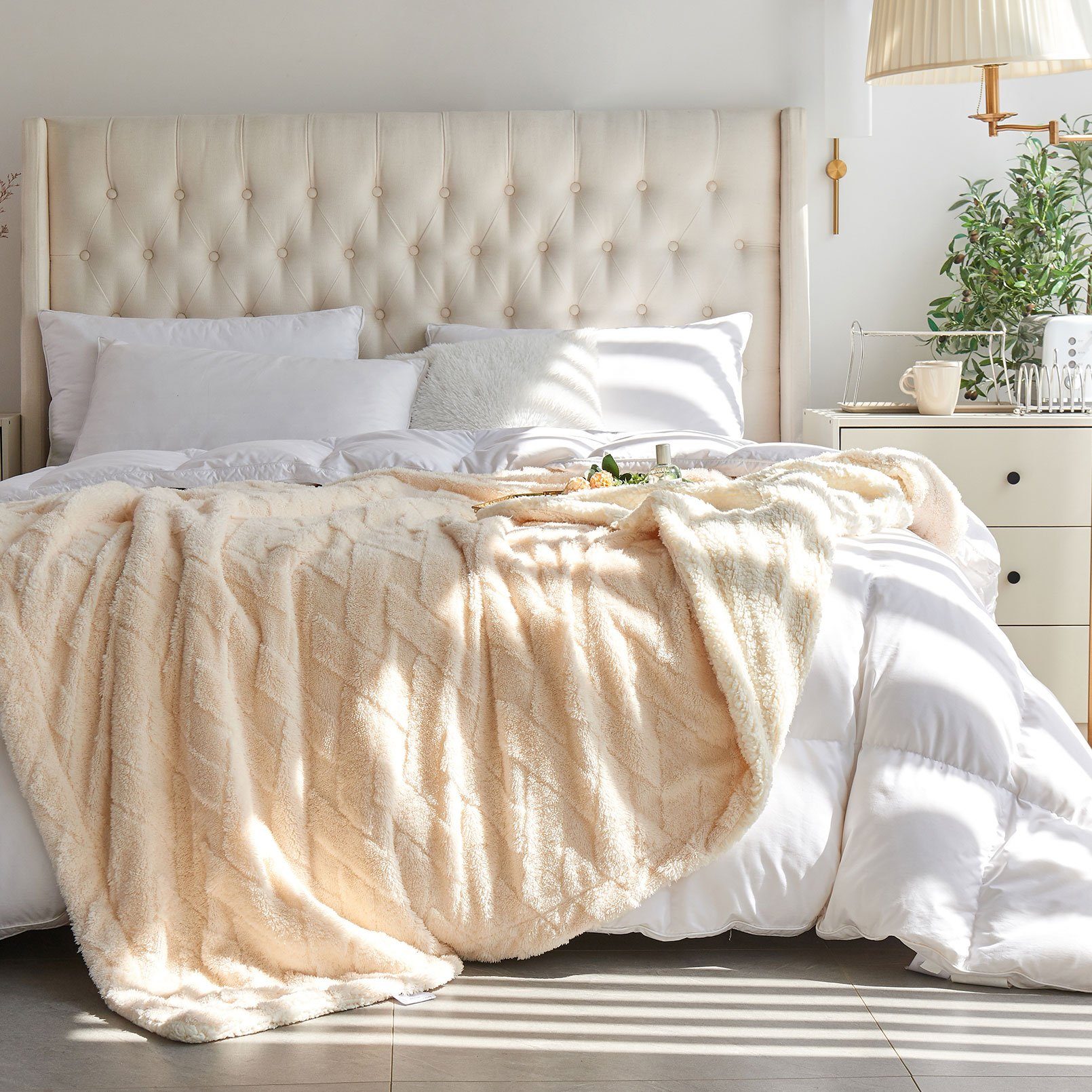 Wohndecke MT09, KEAYOO, Sherpa Fleece Warm Decke Kuscheldecken für Bett, Sofa und Couch