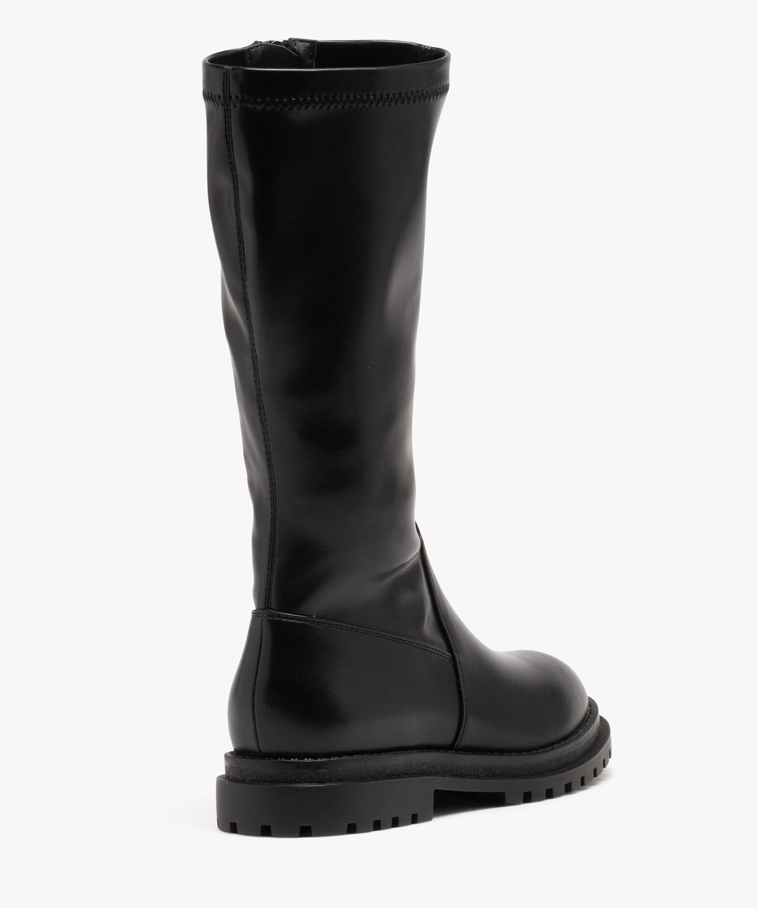 Boots fille montantes dessus uni à semelle crantée et à zip noir | GEMO