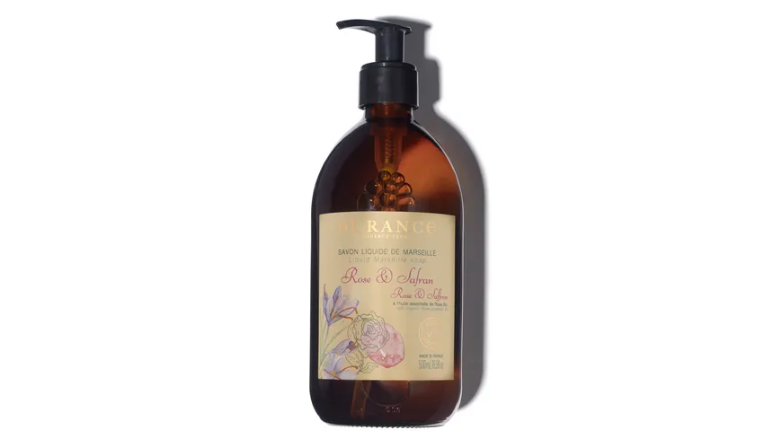 DURANCE Les Essentiels Flüssigseife im Glas Rose & Safran 500 ml