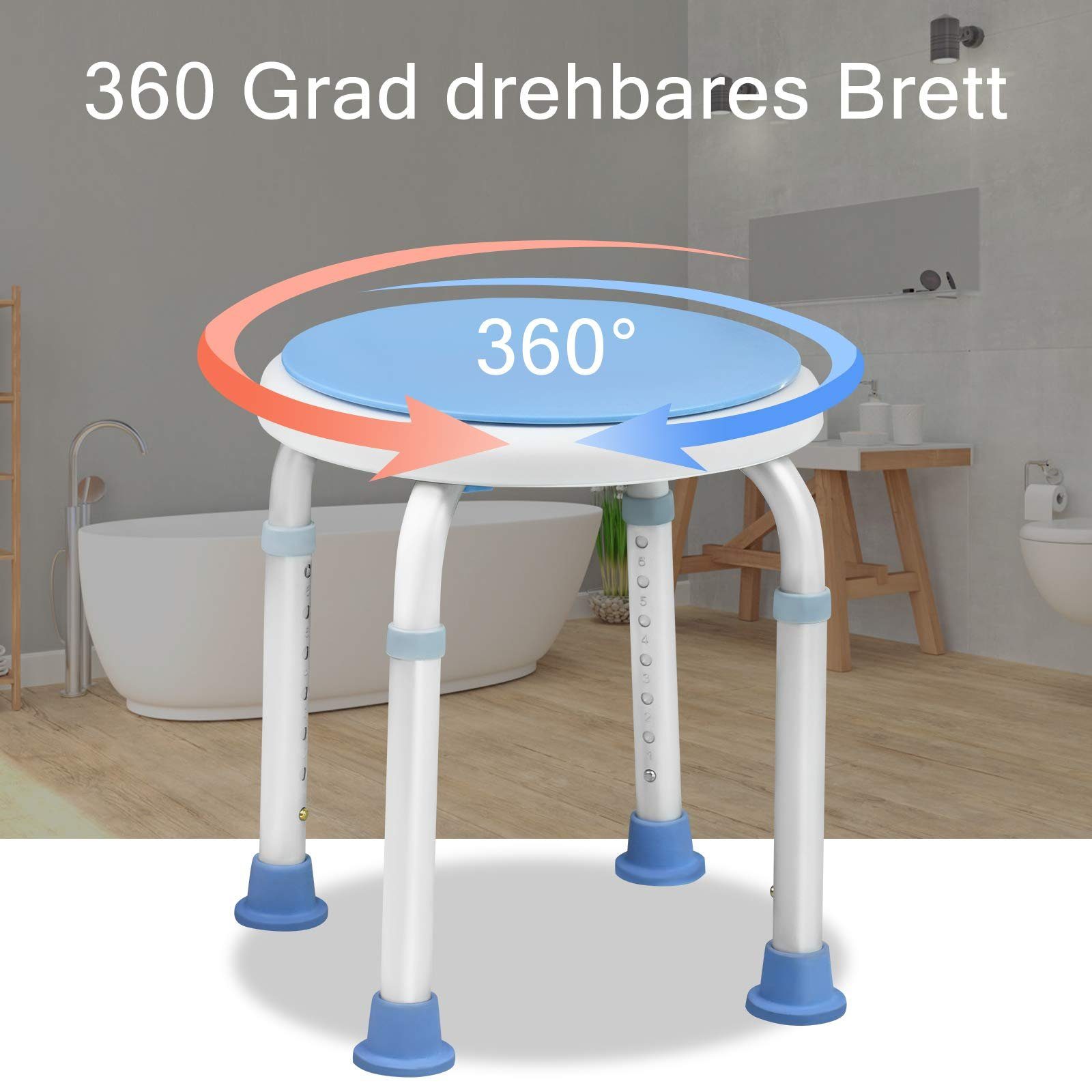 AUFUN Duschhocker Duschstuhl Höhenverstellbar, für Alter, Schwangere