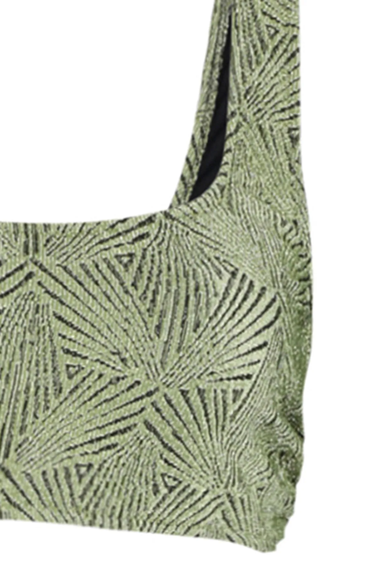 Trendyol Collection  Grünes One-Shoulder-Bikinioberteil mit Glitzer TBESS23BU00270