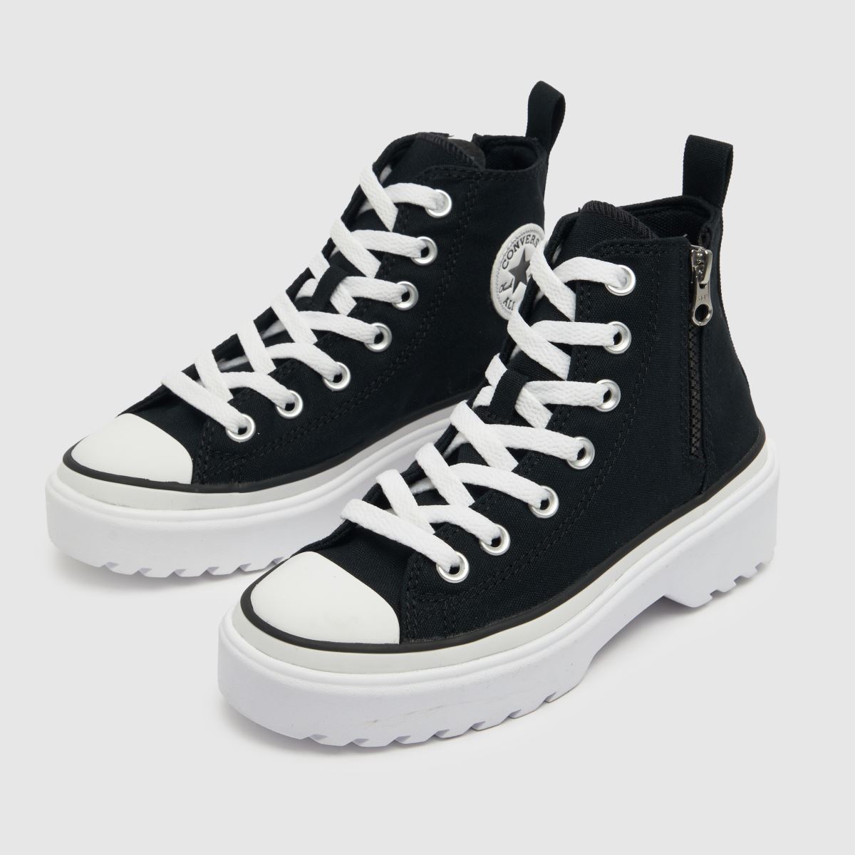 Converse svarta och vita All Star Lugged Lift Hi flickor juniorsneakers