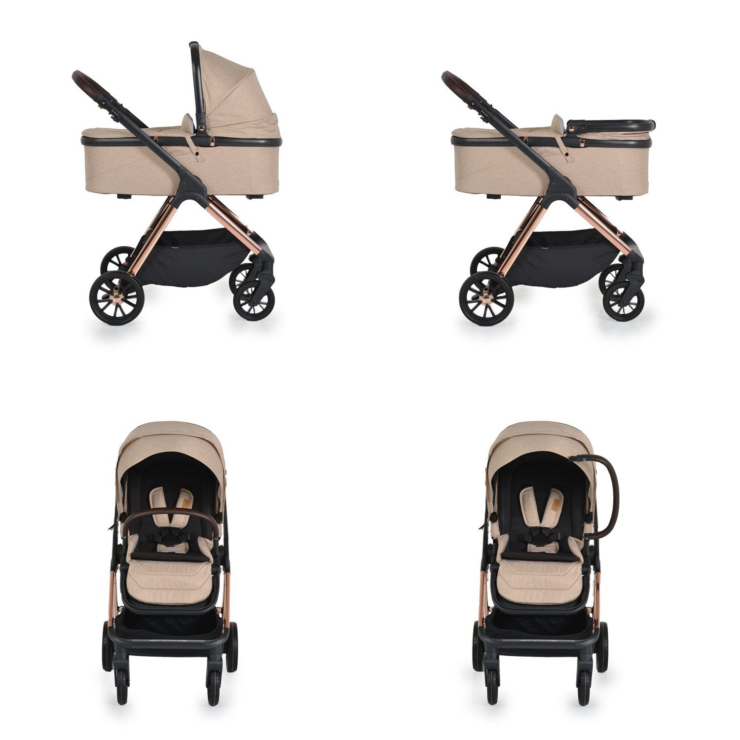 Cangaroo Kombi-Kinderwagen Kombikinderwagen 3 in 1 Empire, Babyschale, Babywanne, Sportsitz, Tasche